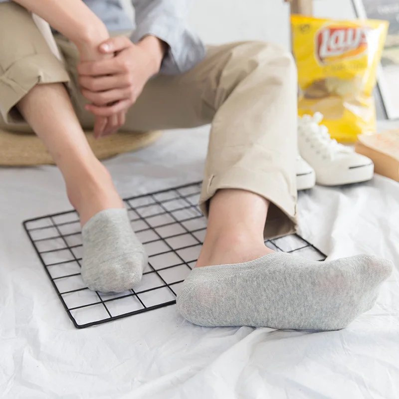 3pair /Lot Invisible Socks Men No Show Low Cut Ankle Cotton Thin Black White Short Sock Non-slip Silicone Summer Breathable