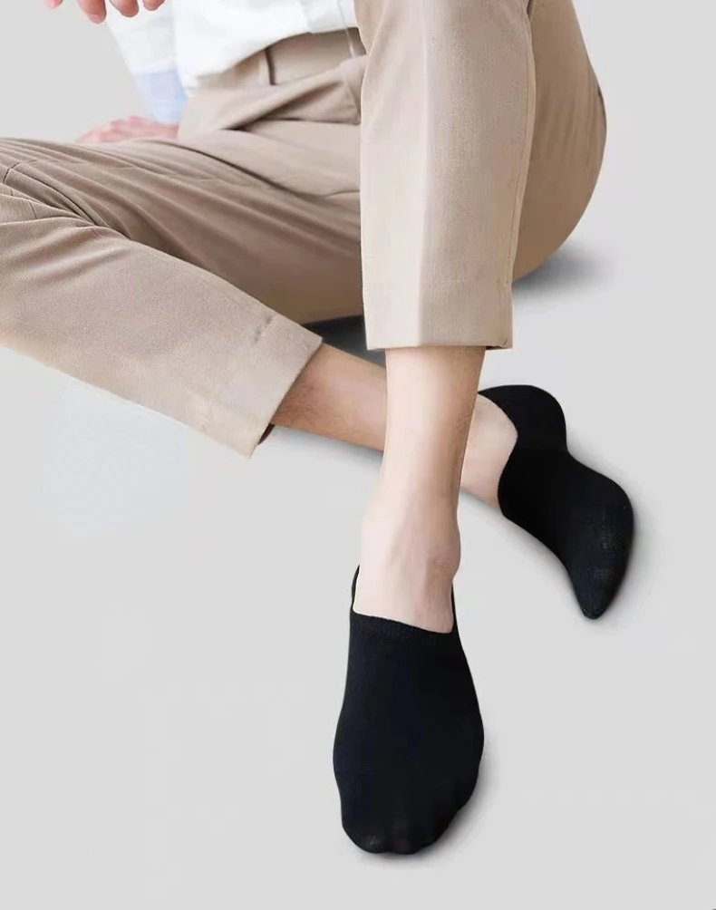 3pair /Lot Invisible Socks Men No Show Low Cut Ankle Cotton Thin Black White Short Sock Non-slip Silicone Summer Breathable