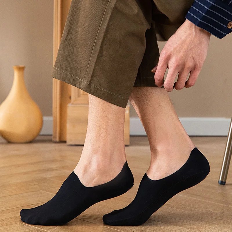 2023 New Summer Invisible Socks For Male Nylon Ice Silk Non-slip Socks No Trace Casual Breathable Sokken Classic Men's Socks