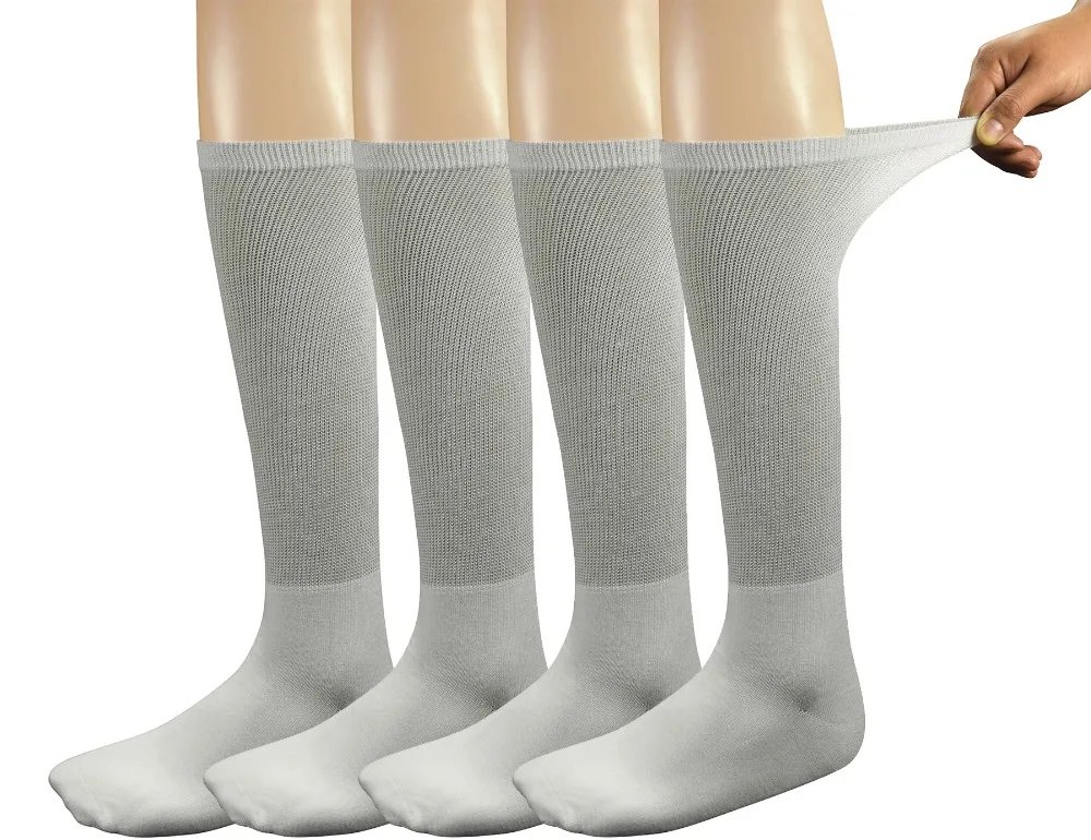 Mens Bamboo Diabetic Over The Calf Socks,4 Pack Size 10-13