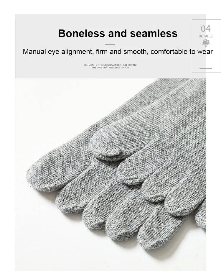 3 Pairs Large Mens Five Finger Long Socks Solid Cotton Autumn Winter Warm Thick Sock Mid-Calf 5 Toe Casual Business Office Socks