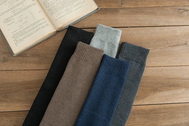 3 Pairs Men's Stocking Warm Hot Knee High Long Leg Terry Socks Cotton Thicken Cover Calf Socks Autumn Winter Calcetines Hombre