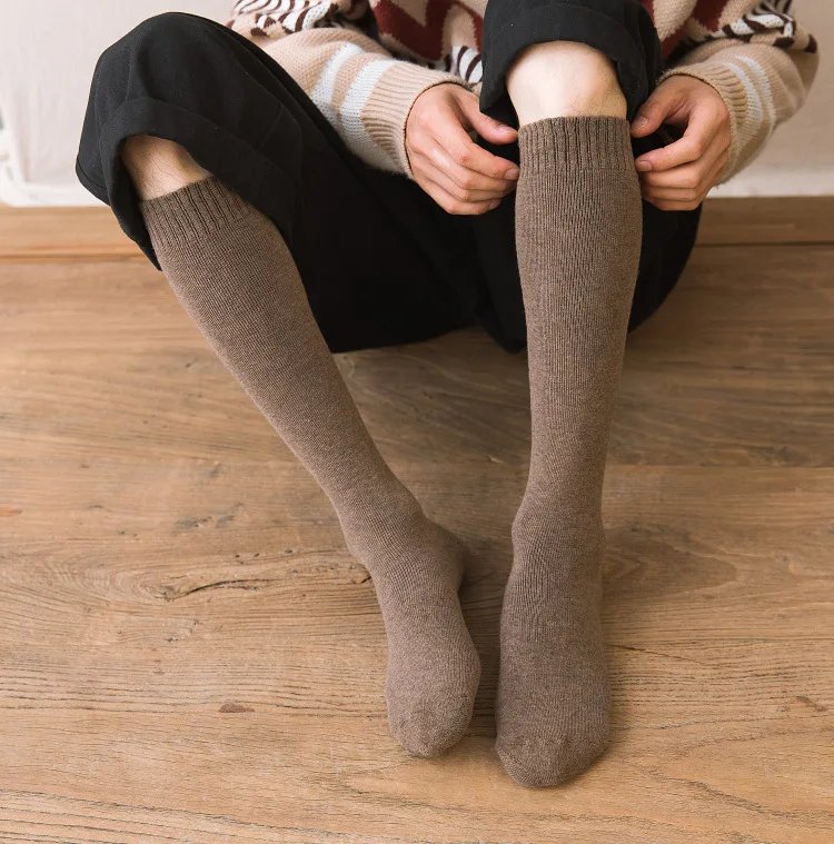 3 Pairs Men's Stocking Warm Hot Knee High Long Leg Terry Socks Cotton Thicken Cover Calf Socks Autumn Winter Calcetines Hombre