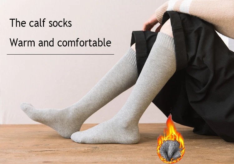 3 Pairs Men's Stocking Warm Hot Knee High Long Leg Terry Socks Cotton Thicken Cover Calf Socks Autumn Winter Calcetines Hombre