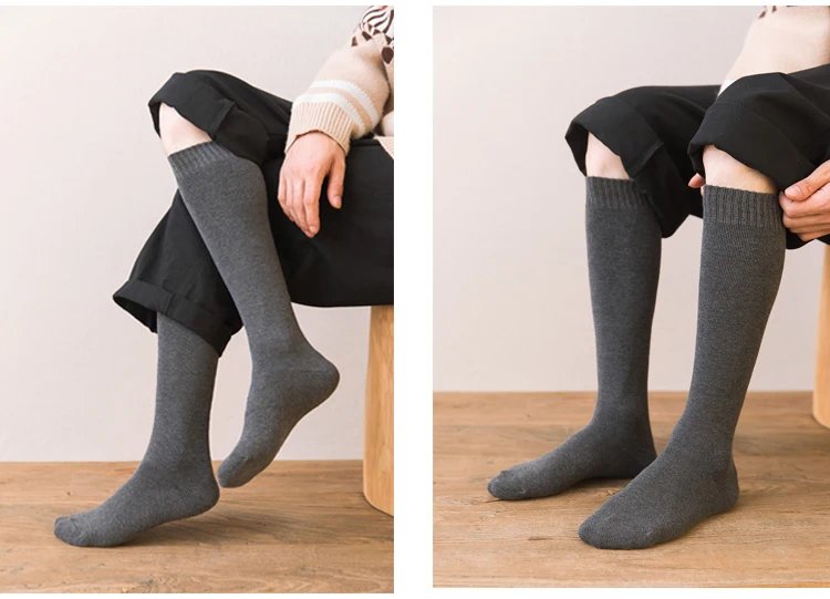 3 Pairs Men's Stocking Warm Hot Knee High Long Leg Terry Socks Cotton Thicken Cover Calf Socks Autumn Winter Calcetines Hombre