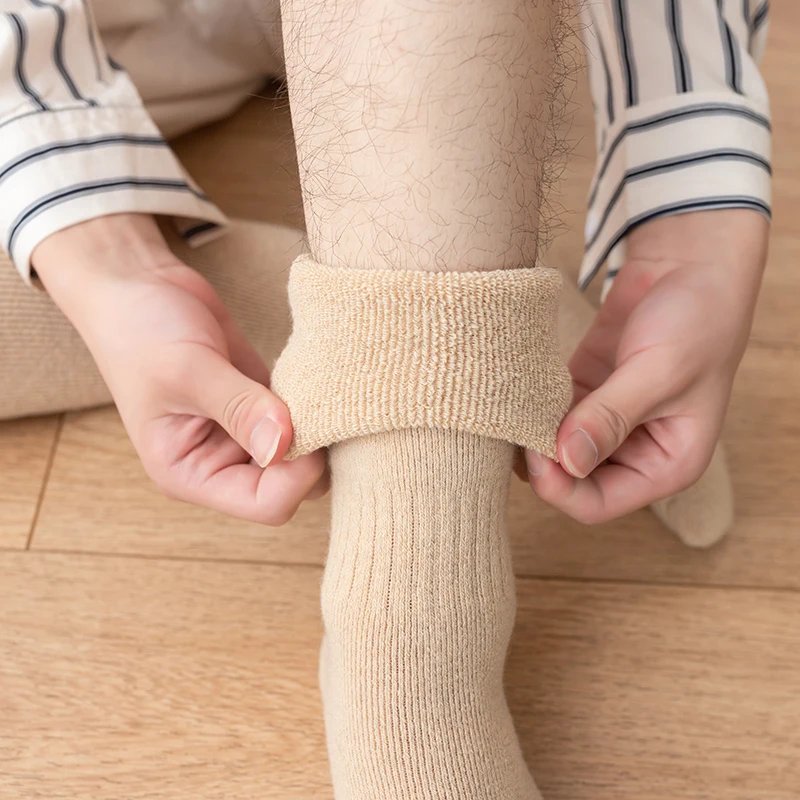 1Pairs Wool Knee-high Stockings Men's Winter Thicken Warm Harajuku Casual High Sock Soft Comfortable Breathable Long Socks Man