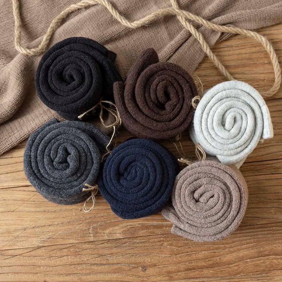 Winter Men's Knee Wool Long Socks Thick Warm Harajuku Retro Compression High Male Sock 3 Pair