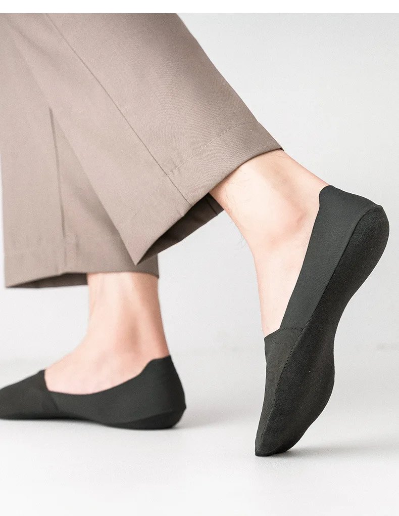 Men's Summer Shallow Invisible Socks 3Pairs Seamless Silk Breathable Cotton Bottom Sock Silicone Anti-slip Men Solid Color Socks