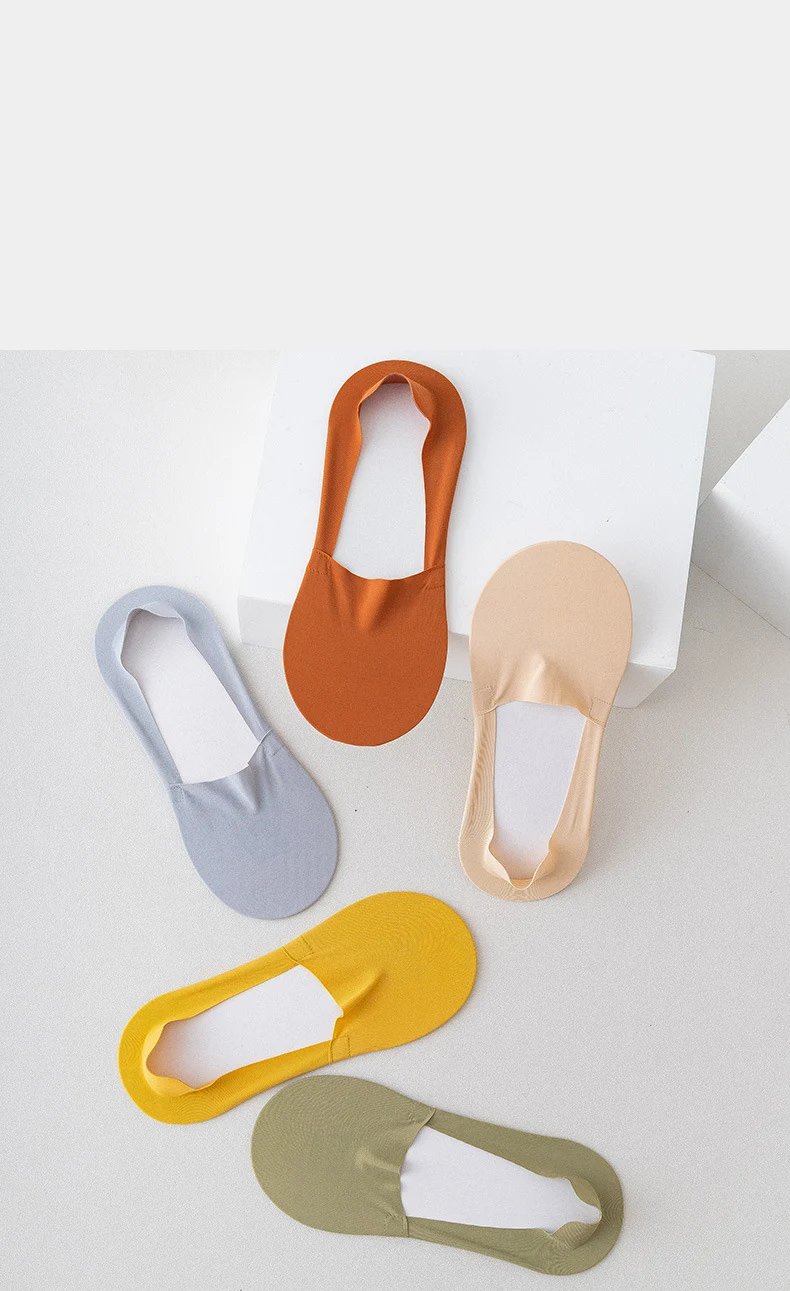 Men's Summer Shallow Invisible Socks 3Pairs Seamless Silk Breathable Cotton Bottom Sock Silicone Anti-slip Men Solid Color Socks