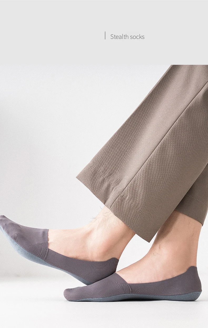 Men's Summer Shallow Invisible Socks 3Pairs Seamless Silk Breathable Cotton Bottom Sock Silicone Anti-slip Men Solid Color Socks