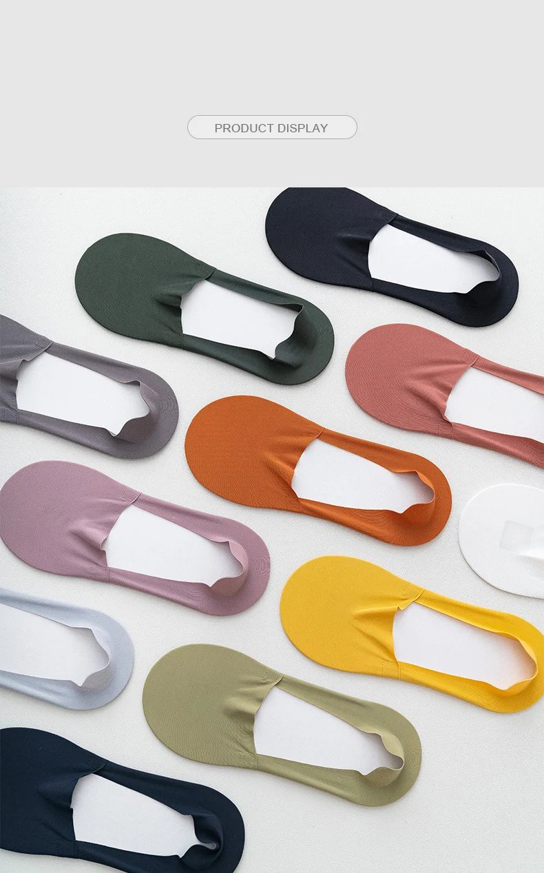 Men's Summer Shallow Invisible Socks 3Pairs Seamless Silk Breathable Cotton Bottom Sock Silicone Anti-slip Men Solid Color Socks