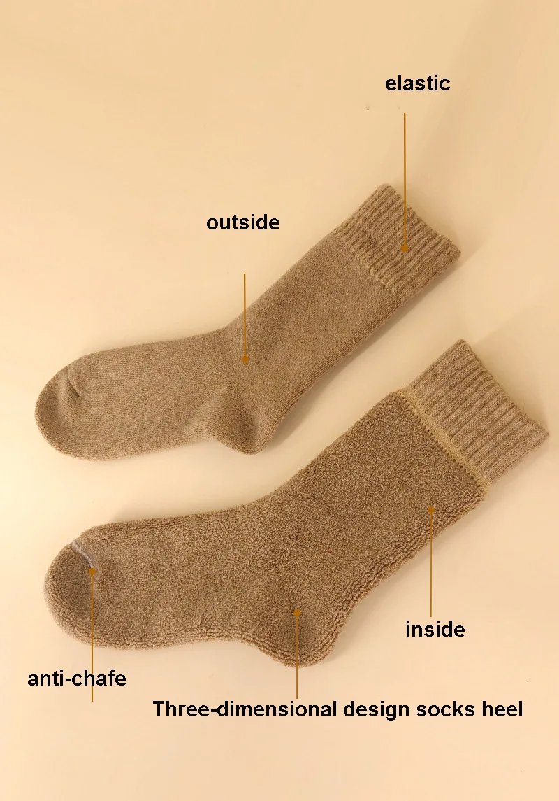 Woolen Cashmere Thermal Socks Long Winter Thick Thermo Socks for Men Women Solid Color Mid Calf Warm Socks High Quality Hosiery
