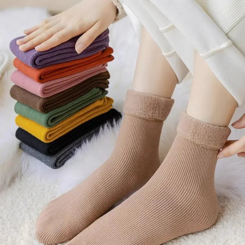 Winter Socks for Women Cashmere Wool Thicken Warm Women Socks Sox Japanese Fashion Harajuku Solid Color Thermal Long Socks Winter Socks for Women Cashmere Wool Thicken Warm Women Socks Sox Japanese Fashion Harajuku Solid Color Thermal Long Socks
