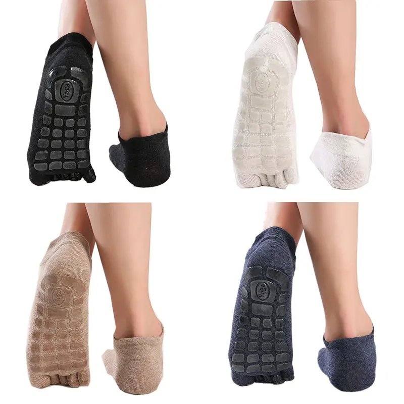 2023 Winter Men Five Fingers Socks Warm Non Slip Grip Fitness Toe Socks Breathable Low Calf Slipper Fitness Yoga Floor Socks