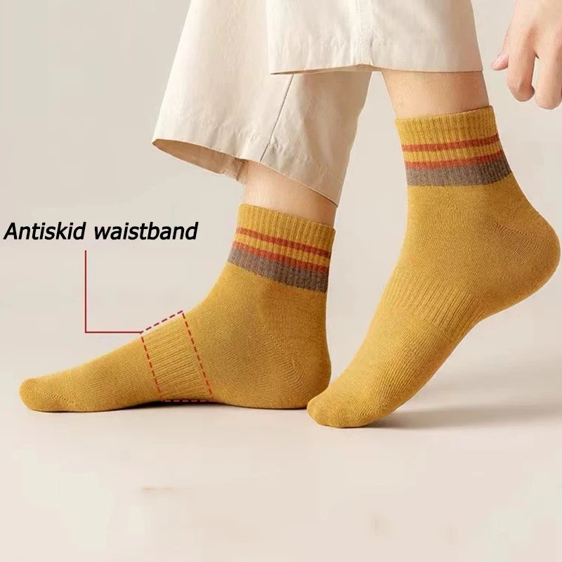 5 Pairs Autumn Winter Men Thermal Socks Solid Color Stripe Fashion Casual Cotton Sweat Absorption Thick Comfortable 5 Pairs Autumn Winter Men Thermal Socks Solid Color Stripe Fashion Casual Cotton Sweat Absorption Thick Comfortable