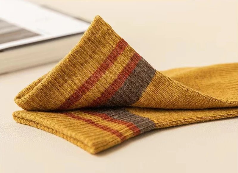 5 Pairs Autumn Winter Men Thermal Socks Solid Color Stripe Fashion Casual Cotton Sweat Absorption Thick Comfortable 5 Pairs Autumn Winter Men Thermal Socks Solid Color Stripe Fashion Casual Cotton Sweat Absorption Thick Comfortable