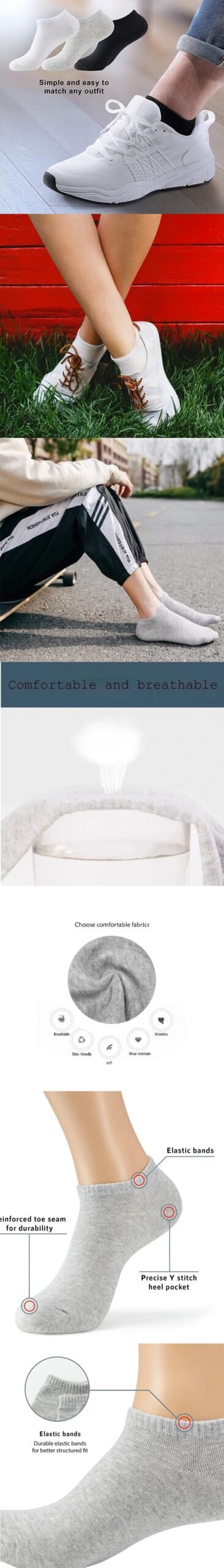 Cotton Slim Breathable Low-Cut Boat Socks Deodorant and Sweat-Absorbent Cotton Socks Suitable for Men and Women