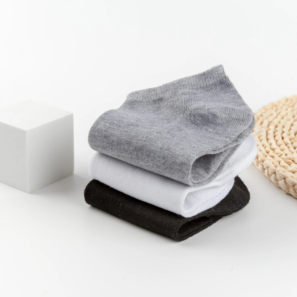 2/10pairs Men's Low Cut Socks Breathable Black White Business Boat Sox Sports Non-slip Ankle Boat Male Invisible Short Socks