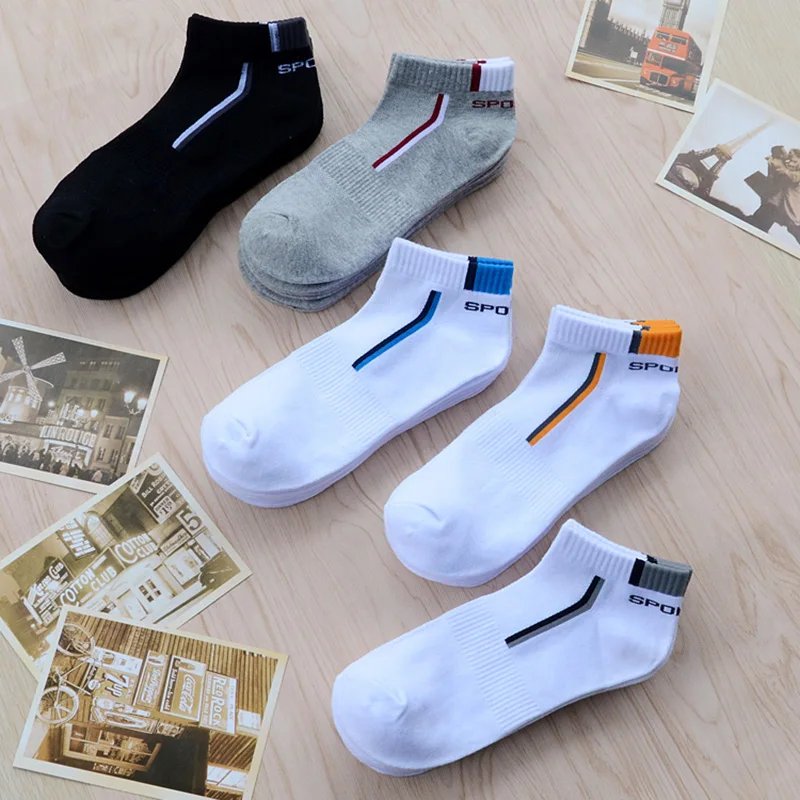 10Pieces=5Pair/lot Summer Cotton Man Short Socks Fashion Breathable Boat Socks Comfortable Casual Socks Male White Hot Sale
