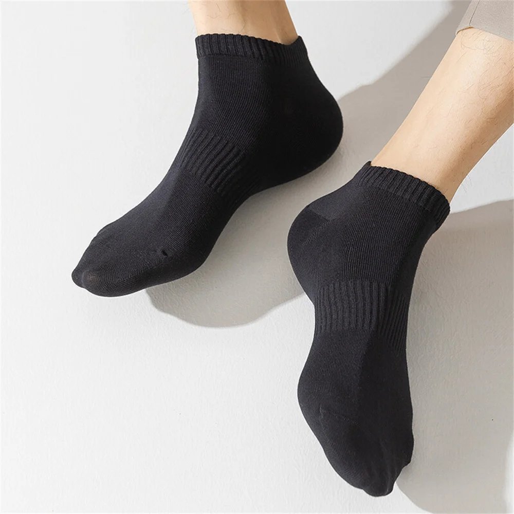 4 Pairs Classic White Black Ankle Socks Business Men Cotton Causel Socks Soft Breathable Summer Autumn Male Boat Socks