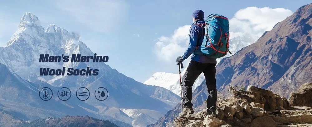 5 Pairs Merino Wool Socks for Men Thick Thermal Socks Warm Winter Outdoor Sports Boot Socks Breathable Hiking Socks for Cold