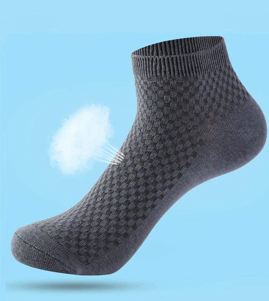 5 Pairs Men Short Socks Bamboo Fiber High Quality Crew Ankle Casual Business Breathable Soft Compression Low-Cut Socks for Male