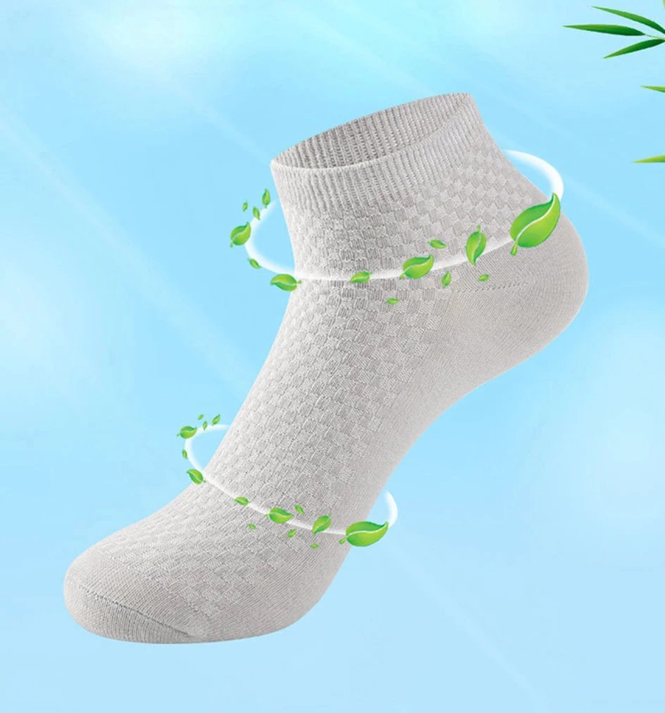 5 Pairs Men Short Socks Bamboo Fiber High Quality Crew Ankle Casual Business Breathable Soft Compression Low-Cut Socks for Male