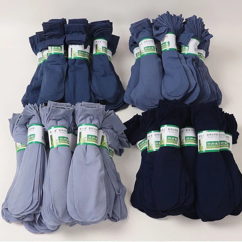 40pcs Breathable Socks for Men Summer Ultra-thin Stripe Ice Silk Cool Socks Antibacterial Business Men Bamboo Fiber Long Socks