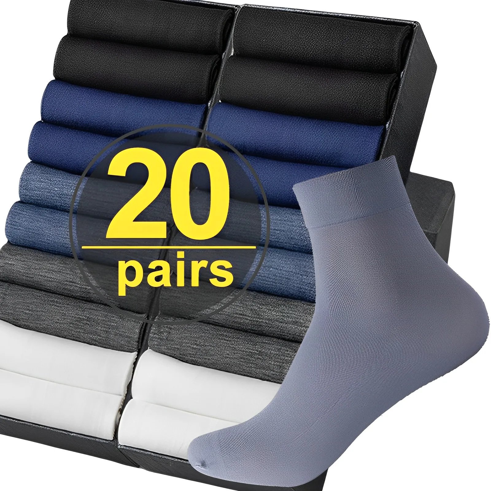 40pcs Breathable Socks for Men Summer Ultra-thin Stripe Ice Silk Cool Socks Antibacterial Business Men Bamboo Fiber Long Socks