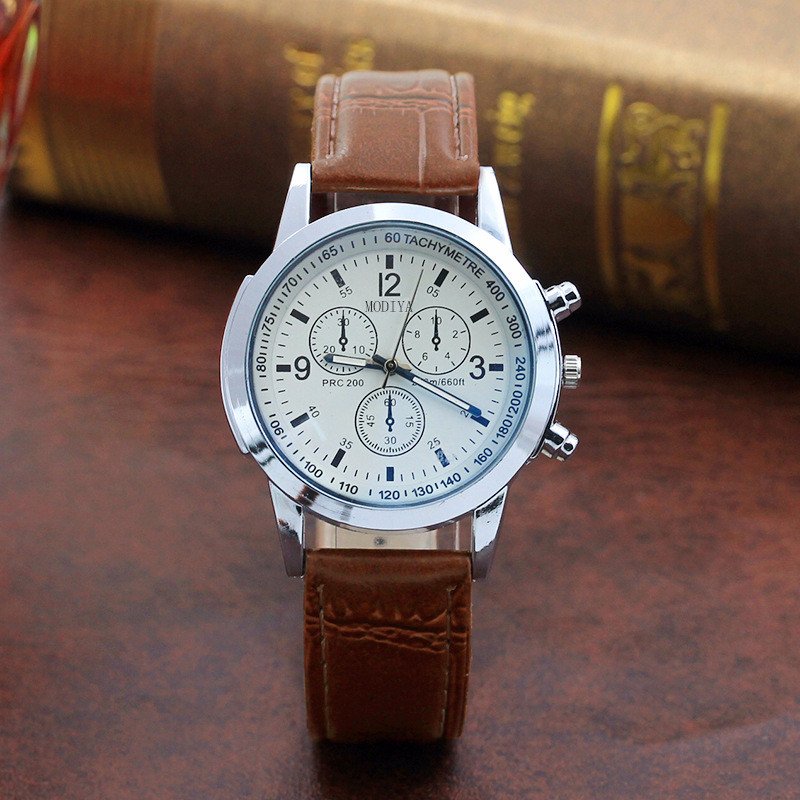 2023 Men Women Leather Strap Digital Watch Luxury Six Pin Men's Watch Blue Glass Belt Business Watch Casual Relogio Feminino
