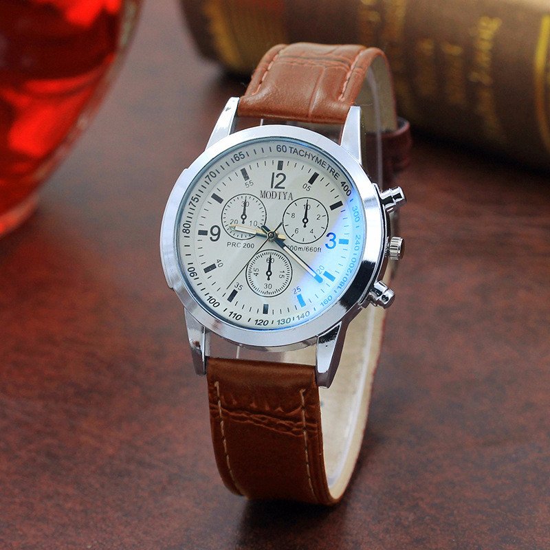 2023 Men Women Leather Strap Digital Watch Luxury Six Pin Men's Watch Blue Glass Belt Business Watch Casual Relogio Feminino
