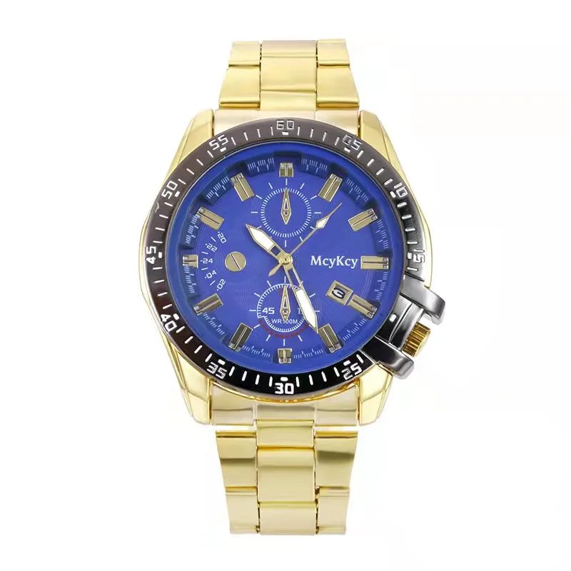 high quality fashion men's quartz steel band calendar large dial watch Women's waterproof business sports clock