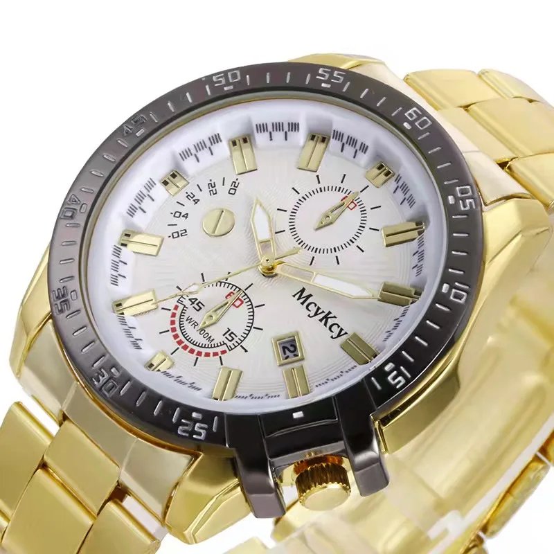 high quality fashion men's quartz steel band calendar large dial watch Women's waterproof business sports clock