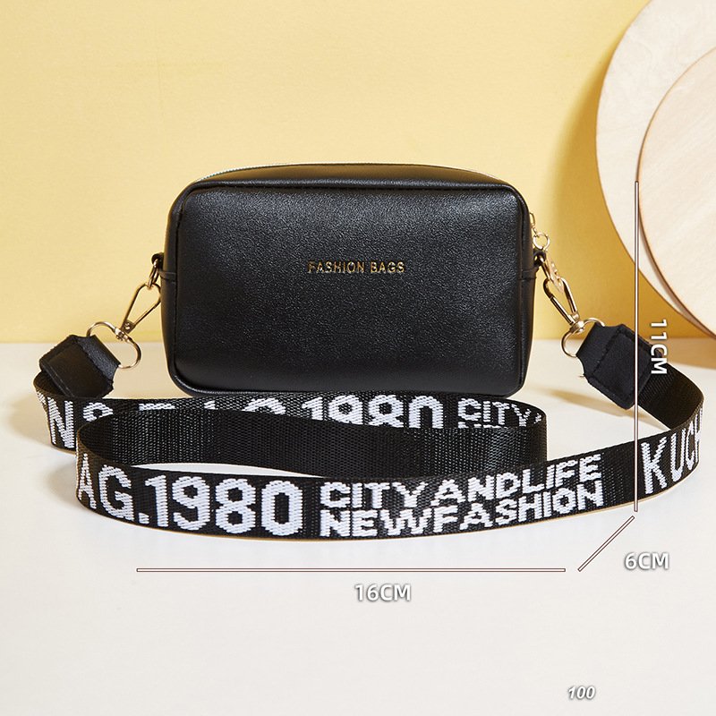 Sac &agrave; bandouli&egrave;re en cuir PU pour femme, style simple, petits sacs initi&eacute;s, document solide, large sangle, sac &agrave; main pour t&eacute;l&eacute;phone f&eacute;minin, sac &agrave; main Messenger