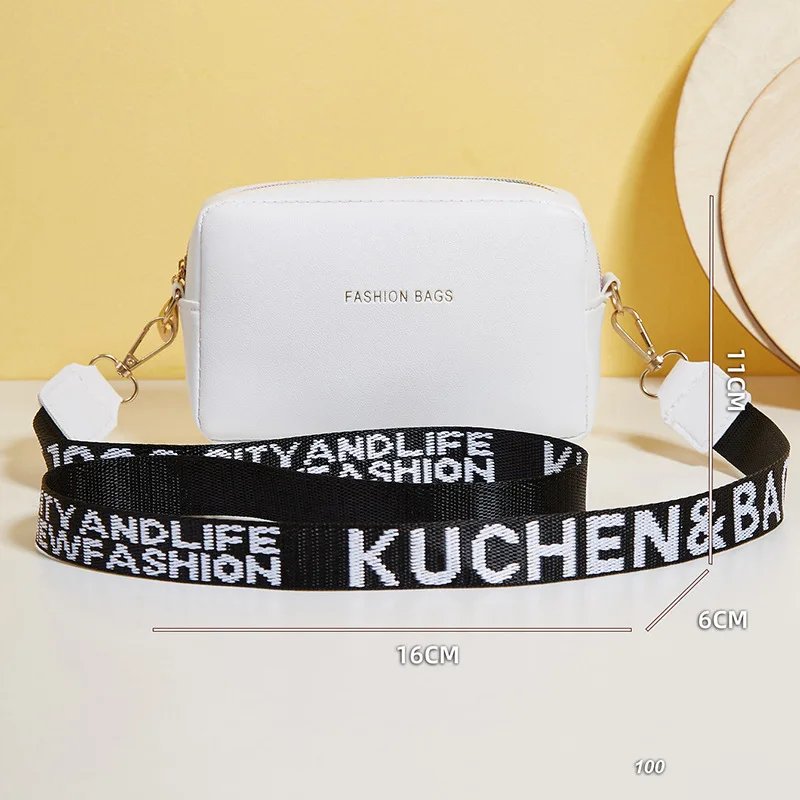 Sac &agrave; bandouli&egrave;re en cuir PU pour femme, style simple, petits sacs initi&eacute;s, document solide, large sangle, sac &agrave; main pour t&eacute;l&eacute;phone f&eacute;minin, sac &agrave; main Messenger