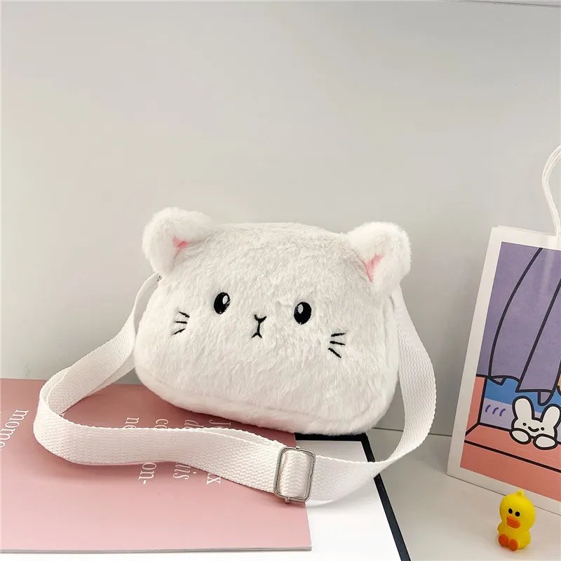 Cartoon Cat Baby Girls Crossbody Bags Cute Soft Plush Children's Shoulder Bag Winter Fashion Boys Kids Furry Handbags Coin Purse Cartoon Cat Baby Girls Crossbody Bags Cute Soft Plush Children's Shoulder Bag Winter Fashion Boys Kids Furry Handbags Coin Purse