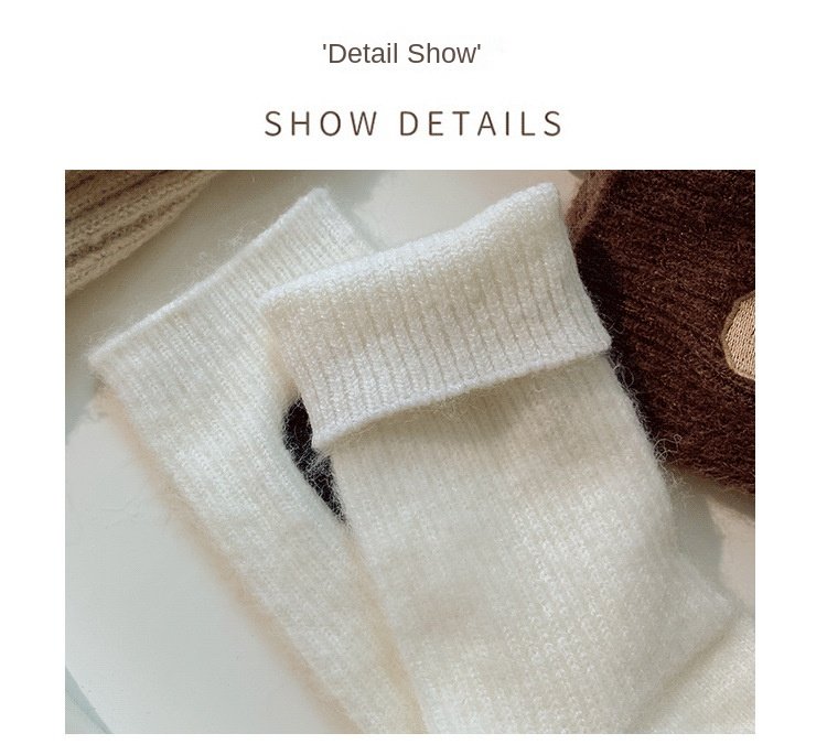 Luxury Women Wool Socks Warm Winter Thick Cashmere Casual Japanese Fashion Solid Color Comfortable Home Sock Long High Quality