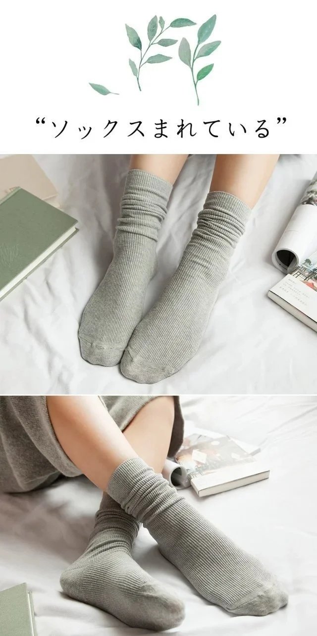Japanese Korean High School Girls High Socks Loose Solid Colors Double Needles Knitting Cotton Long Socks For Women Japanese Korean High School Girls High Socks Loose Solid Colors Double Needles Knitting Cotton Long Socks For Women