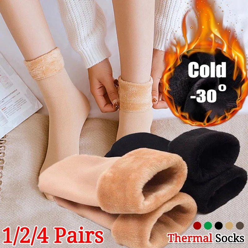 Women Winter Thicken Warm Short Socks Thermal Cashmere Wool Socks Nylon Snow Velvet Boots Home Floor Calcetines Mujer
