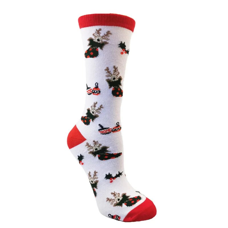 1 Pair Christmas Socks Elk Women Men's Socks New Year Personality Mid-tube Socks Christmas Cotton Kriss Kringle Gift Cotton