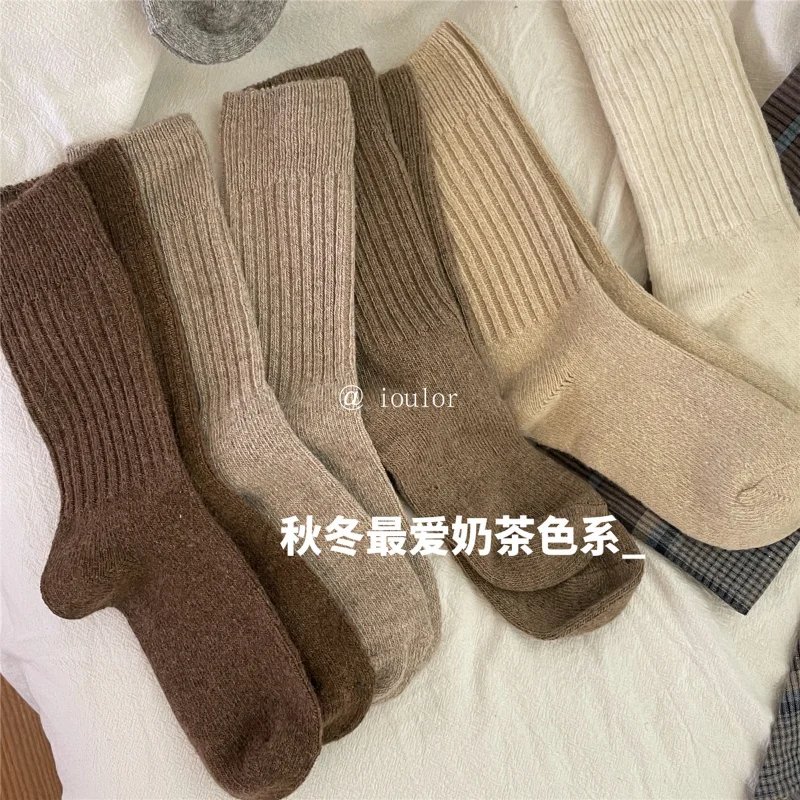 Wool Cashmere Thermal Long Sock for Women Homewear Sleeping Thicken Warm Crew Socks Women Socks Autumn Winter Calcetines Mujer