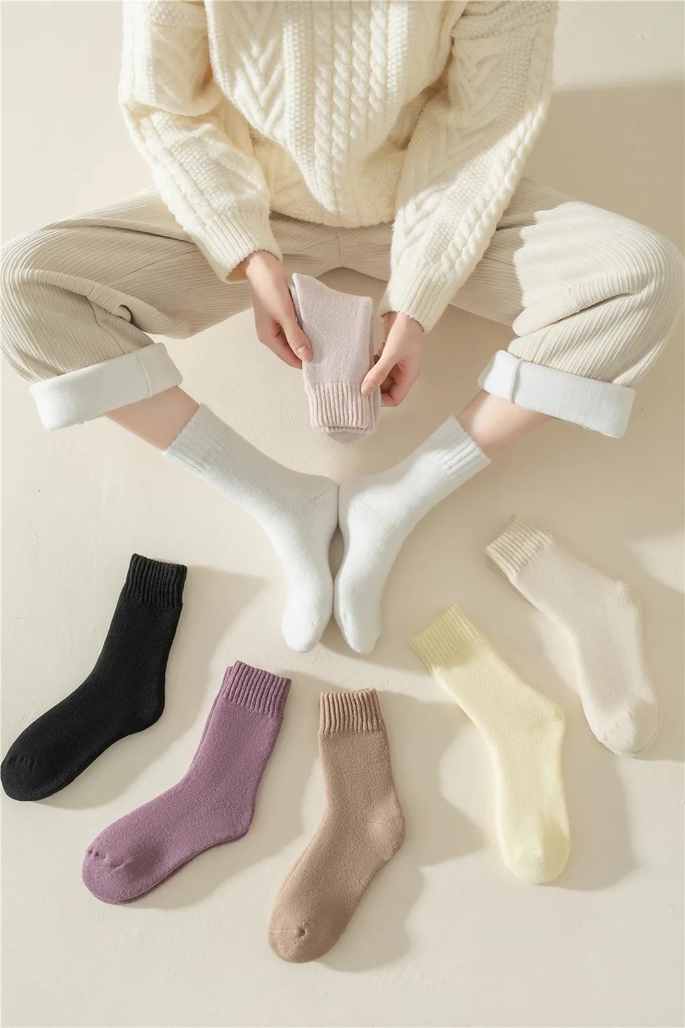 3 Pairs Women Socks Wool Autumn Winter Warm Snow Markron Color Thick Plush Hairy Soft Postpartum Stockings Floor Sleep Socks 3 Pairs Women Socks Wool Autumn Winter Warm Snow Markron Color Thick Plush Hairy Soft Postpartum Stockings Floor Sleep Socks
