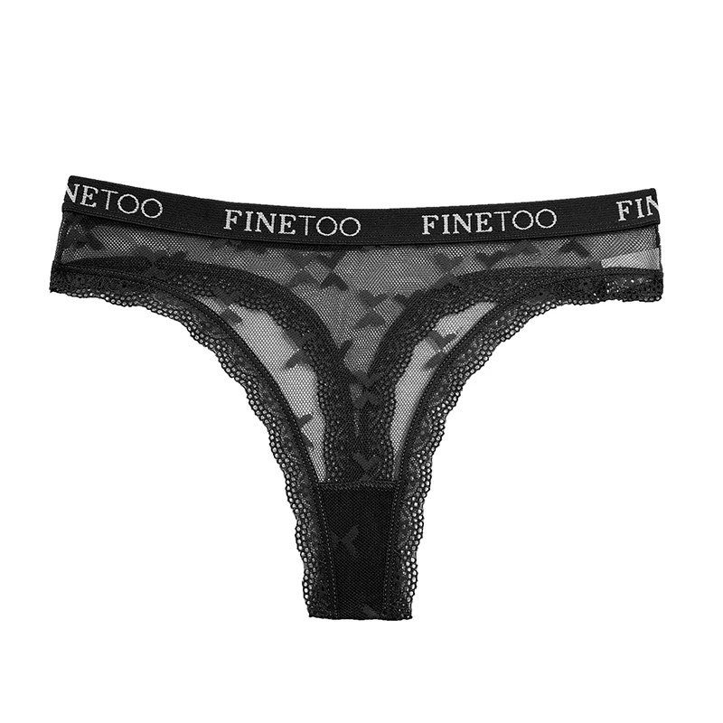 3PCS FINETOO Thong For Women Lace Panties Sexy Women's Thong Low Waist Underwear Solid Comfort Female Underpants Lingerie S-XL