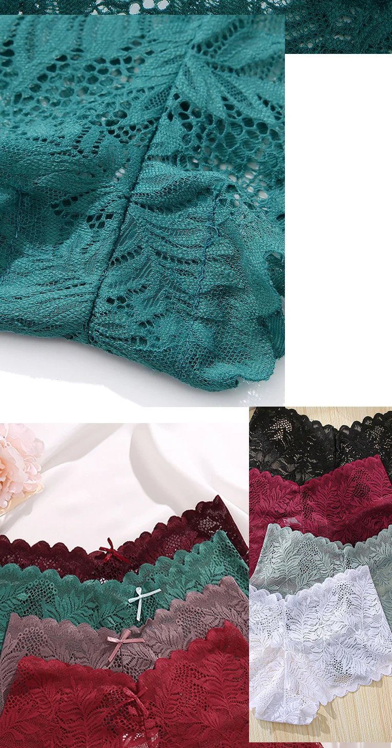 3PCS Sexy Floral Lace Panties Women Briefs Low Waist Soft Lingerie Comfortable Female Underwear Girls Intimates Panties S-XL