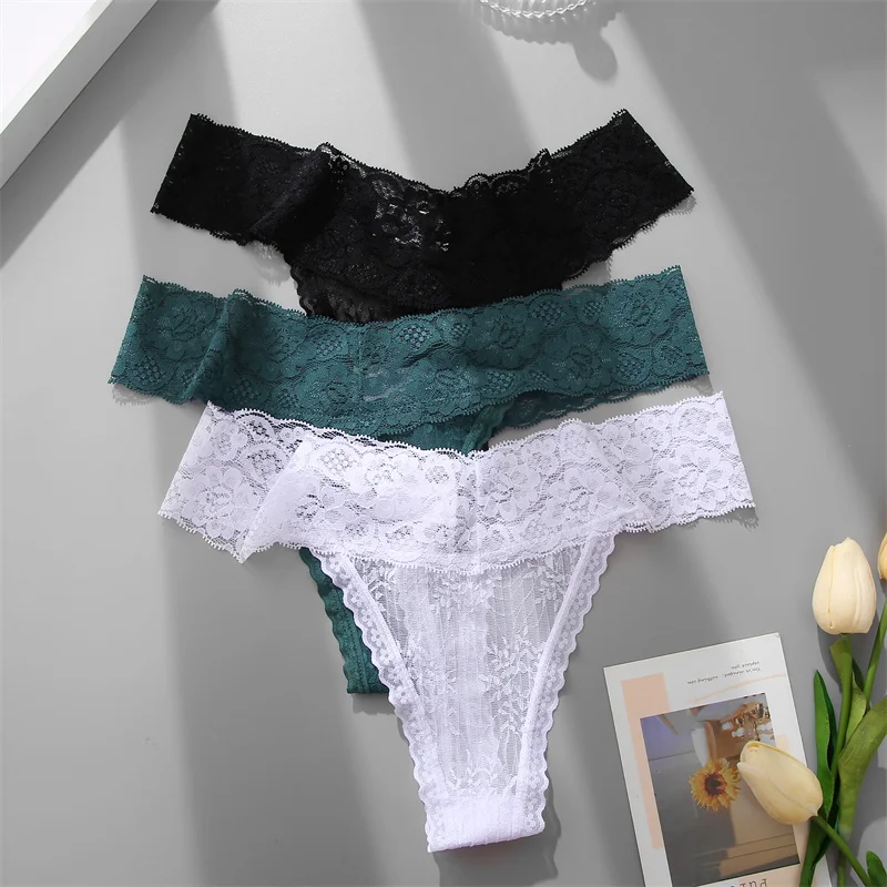 3Pcs/set Women Lace Thongs Sexy T-Back Underwear S-XL Ladies Floral Bikini Underpants Girls Low-Rise G-string Panties Lingerie 3Pcs/set Women Lace Thongs Sexy T-Back Underwear S-XL Ladies Floral Bikini Underpants Girls Low-Rise G-string Panties Lingerie