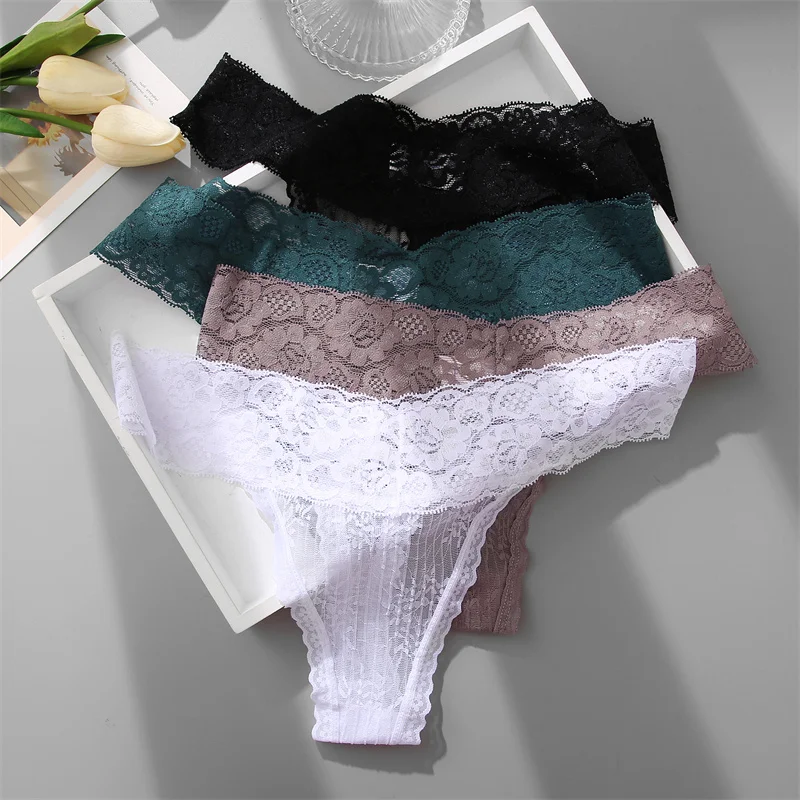 3Pcs/set Women Lace Thongs Sexy T-Back Underwear S-XL Ladies Floral Bikini Underpants Girls Low-Rise G-string Panties Lingerie 3Pcs/set Women Lace Thongs Sexy T-Back Underwear S-XL Ladies Floral Bikini Underpants Girls Low-Rise G-string Panties Lingerie
