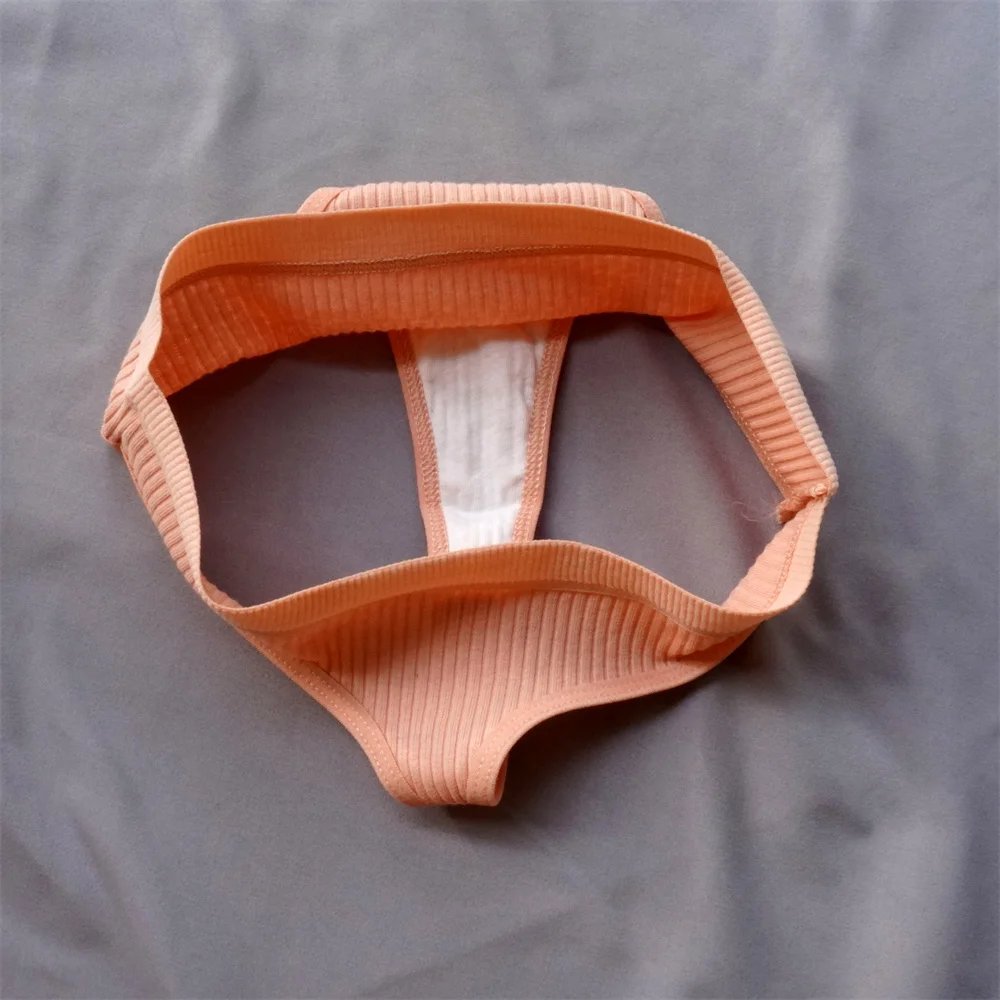 3 Pcs Seamless Ladies Ribbed Cotton Thong Simple Women's Low Waist Bikini Briefs Sports Girls Underwear Plus Size