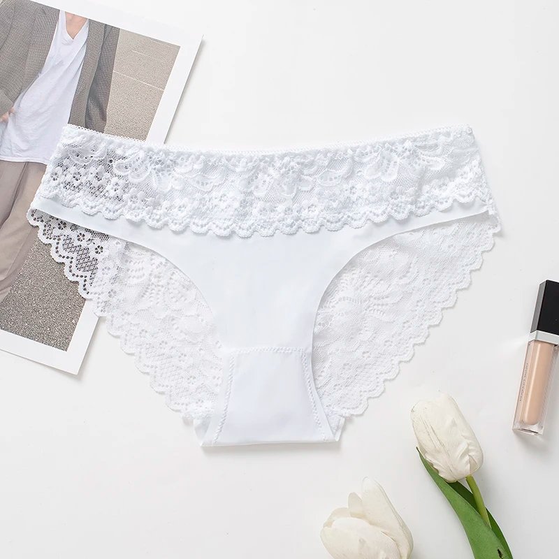 3PCS/Set Women's Panties Lace Silk Satin Underwear Sexy Lingerie Soft Comfortable Female Briefs Sweet Cozy Underpants