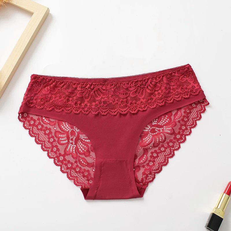 3PCS/Set Women's Panties Lace Silk Satin Underwear Sexy Lingerie Soft Comfortable Female Briefs Sweet Cozy Underpants