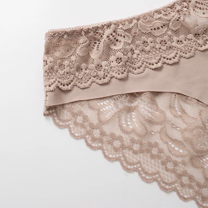 3PCS/Set Women's Panties Lace Silk Satin Underwear Sexy Lingerie Soft Comfortable Female Briefs Sweet Cozy Underpants